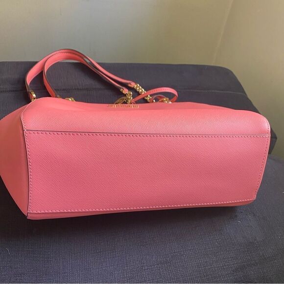 Michael Kors Jet Set Large Saffiano Leather Shoulder Bag Pink - Picture 5 of 11